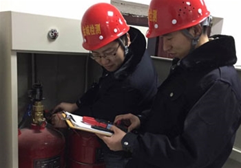 氣體滅火系統(tǒng)消防檢測工作現(xiàn)場